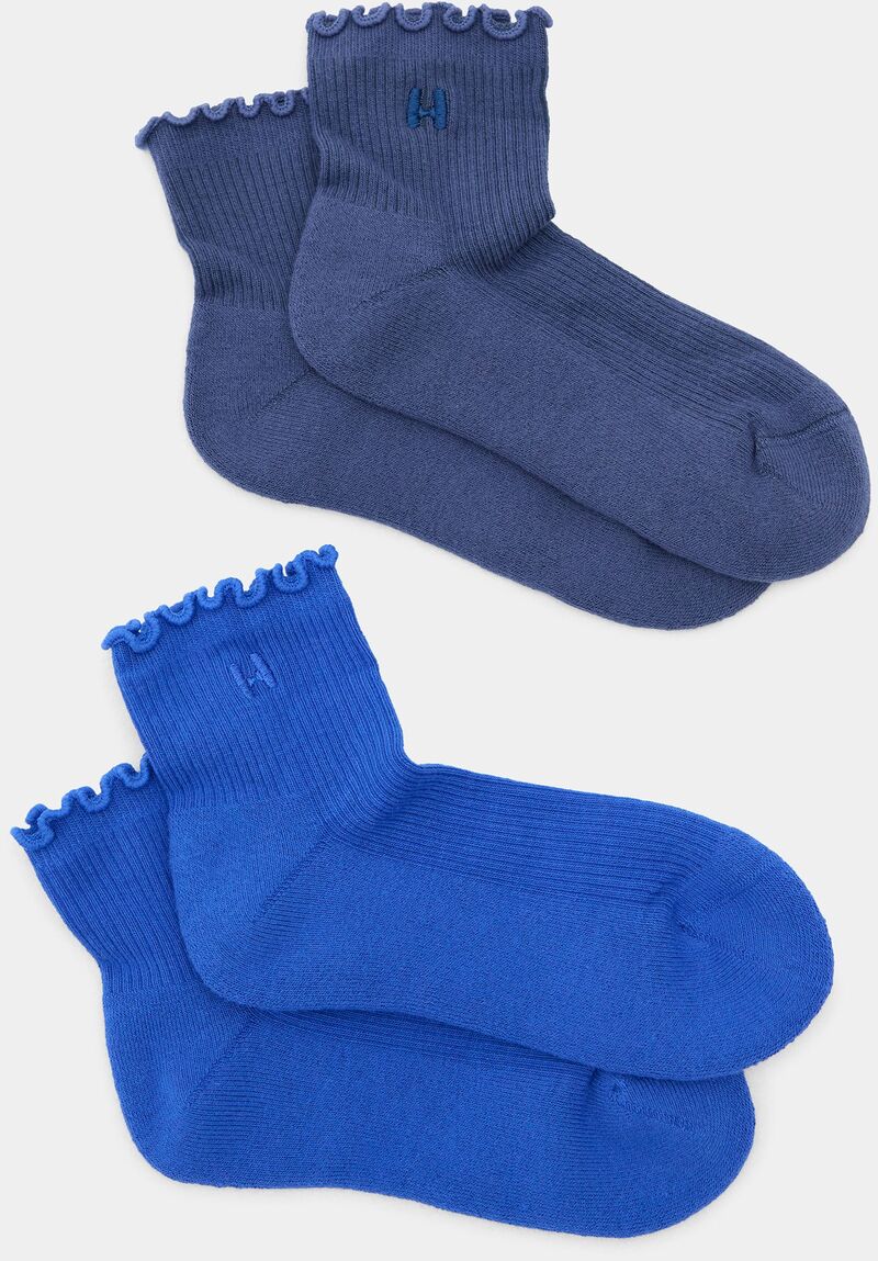 ハーフデイズ メンズ アンダー御召しもの ソックス フラウンス Halfdays Ruffle Crew Socks - 2 Pack Sapphire/Shadow サファイア