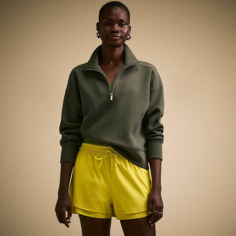 キャリー レディース アウター パーカー・スウェット モックネック スキューバ CALIA Women'soft Scuba Mock Neck 1/4 Zip Ivy Green Perforated グリーン|ReVida 店