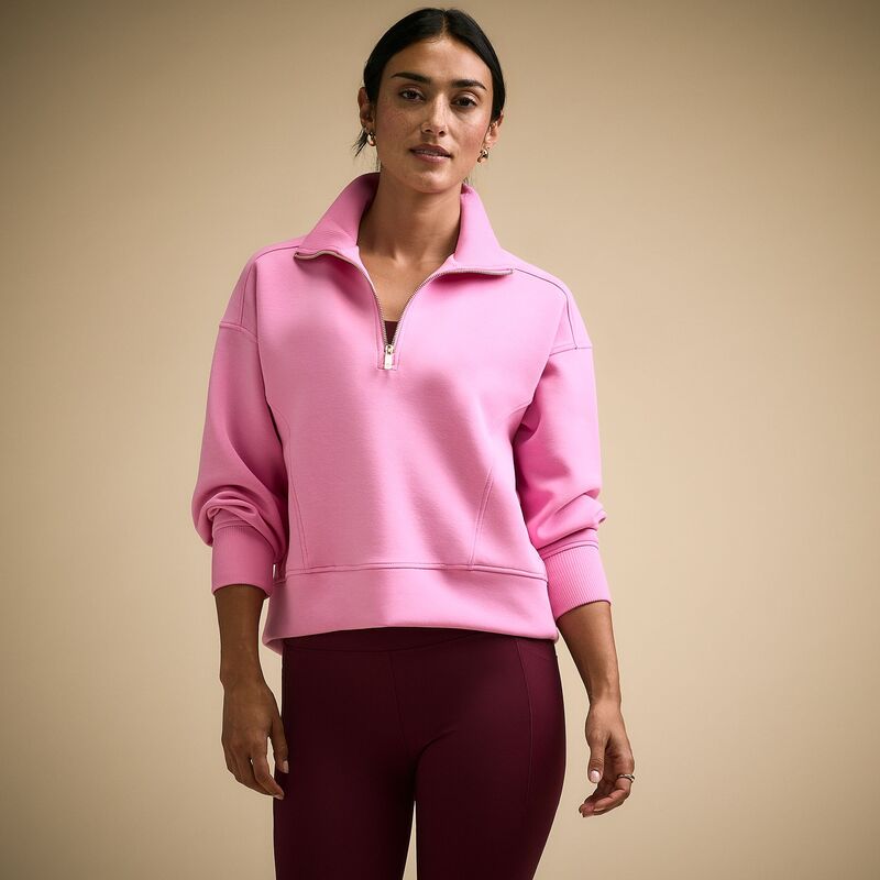 キャリー レディース アウター パーカー・スウェット モックネック スキューバ CALIA Women'soft Scuba Mock Neck 1/4 Zipersian Pink ピンク｜ReVida 店