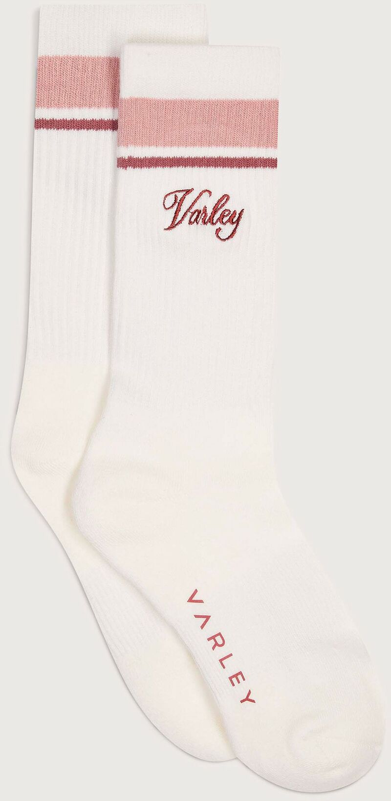 ハーフデイズ レディース アンダーお召しもの ソックス Halfdays Varley Women\u0027s Lamar Club Stripe Sock - 1 Pair Egret/Pale Mauve/Dusty Rose 縞模様