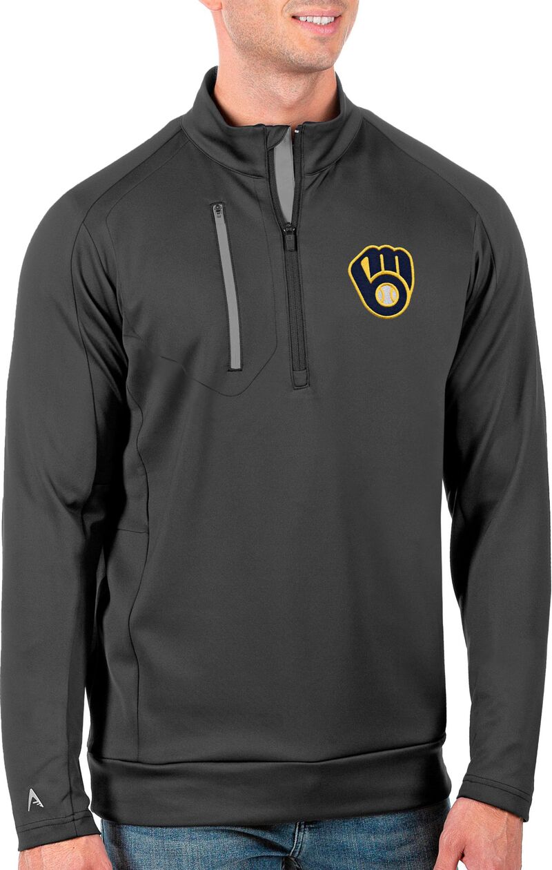 アンティグア メンズ トップス シャツ トール Antigua Men's Tall Milwaukee Brewers Generation Carbon Half-Zipullover NoColor|ReVida 店