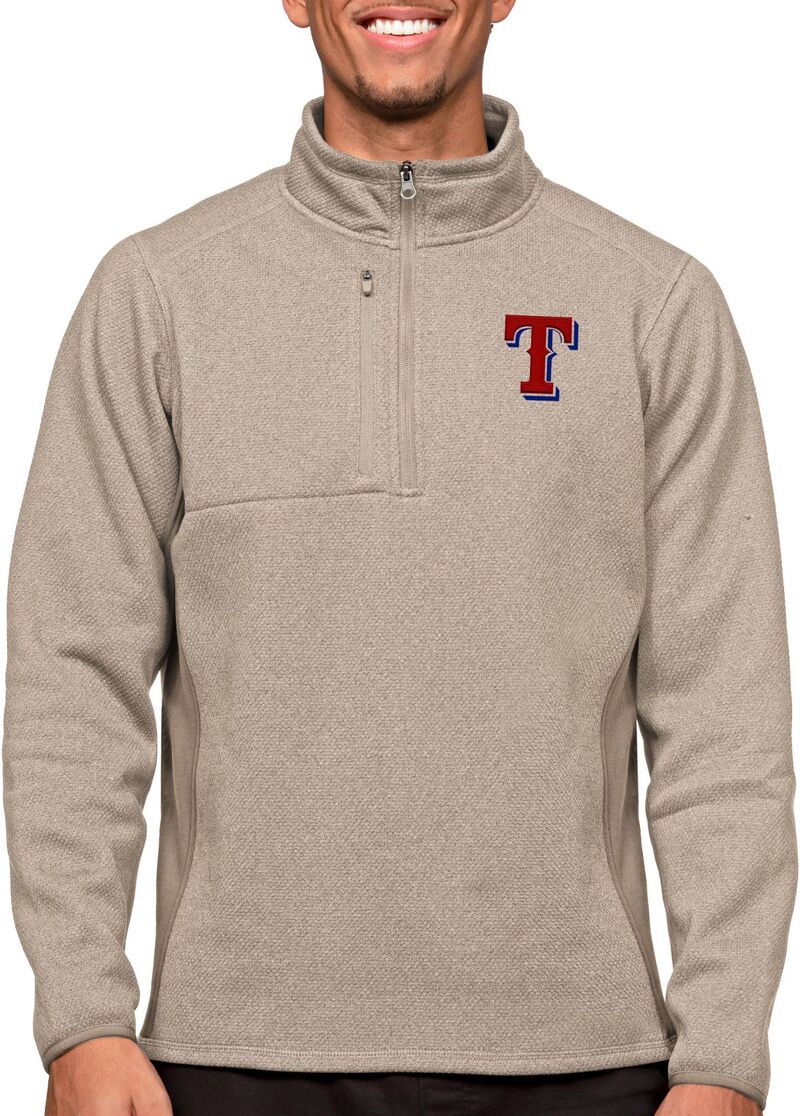 アンティグア メンズ トップス シャツ Antigua Men's Texas Rangers Oatmeal 1/4 Zip Course Pullover NoColor オートミール|ReVida 店