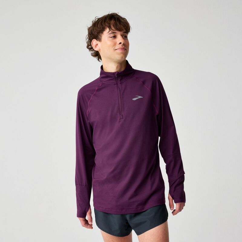 ブルックス メンズ トップス プルオーバー Brooks Men\u0027s Dash 3.0 1/4 Zip Shirt Burgundy Blaze バーガンディ