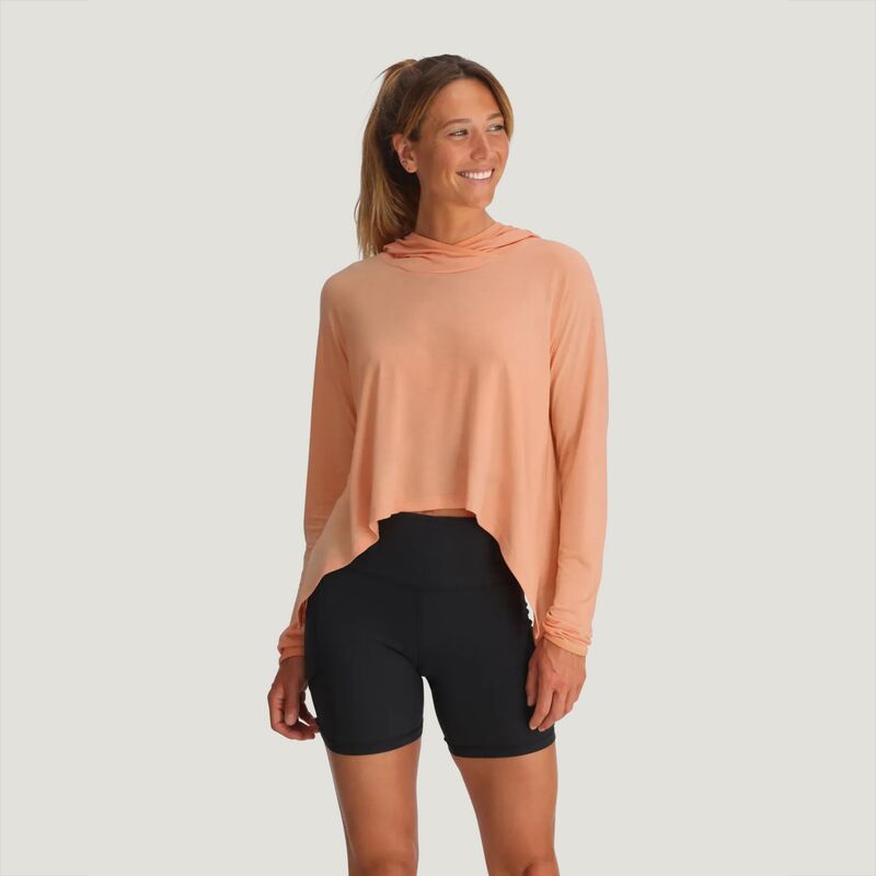 フリー フライ レディース アウター パーカー・スウェット クロップド Free Fly Women's Bamboo Shade Lightweight Cropped Hoodie Coral Peach ピーチ｜ReVida 店