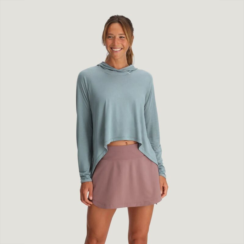 フリー フライ レディース アウター パーカー・スウェット クロップド Free Fly Women's Bamboo Shade Lightweight Cropped Hoodie Ocean Mist｜ReVida 店