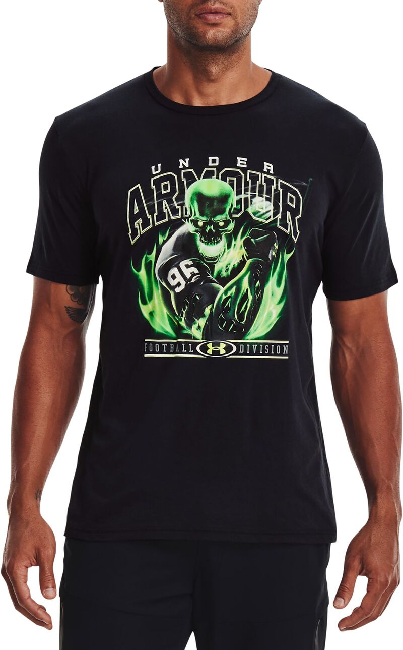 アンダーアーマー レディース ボトムス ハーフパンツ・ショーツ シャツ Under Armour Adult Football Slime Short Sleeve T Shirt Black/Vapor Green ブラック|ReVida 店