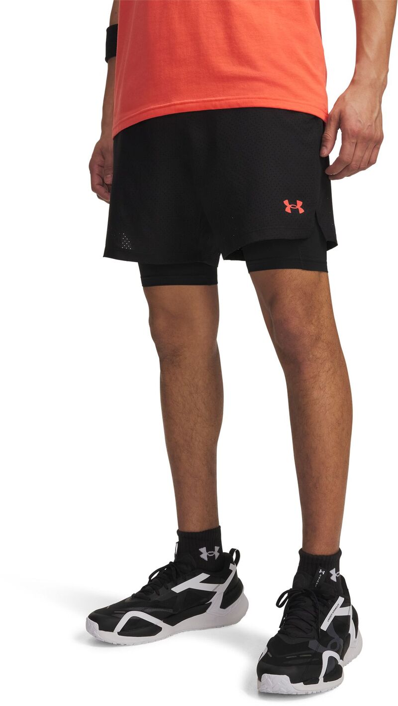 アンダーアーマー メンズ ボトムス ハーフパンツ・ショーツ ショートパンツ Under Armour Men's Vanish 2.0 Woven 2-in-1 Shorts Ultimate Black/Venom Red ブラック|ReVida 店