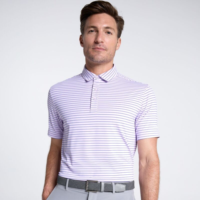ウォルターヘーゲン メンズ トップス ポロシャツ Walter Hagen Men's Performance 11 Classic Tri-Stripe Golf Polo Lilac/Cobalt/White ホワイト|ReVida 店