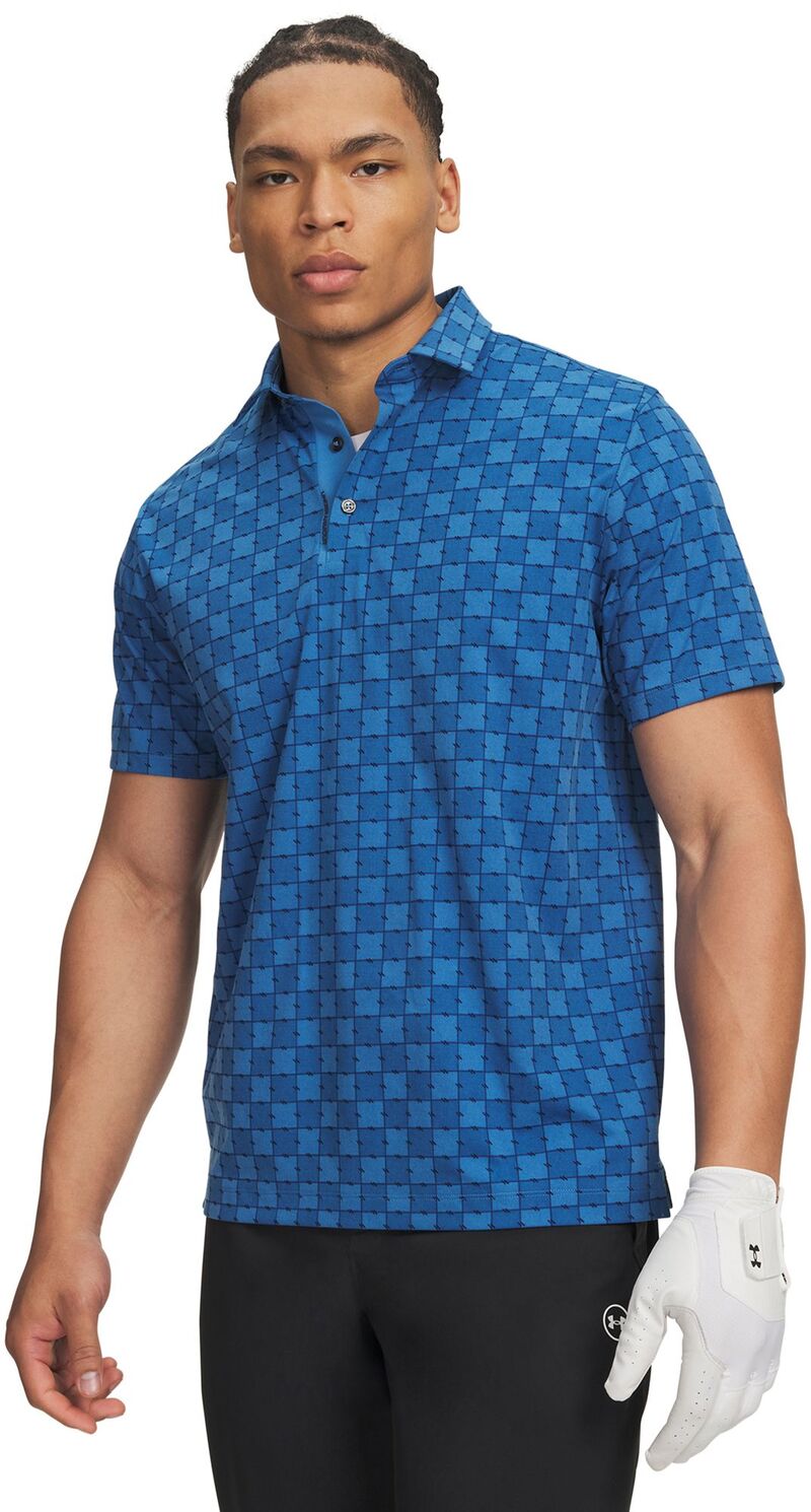 アンダーアーマー メンズ トップス ポロシャツ プリント Under Armour Men's UArmourDry Printed Golf Polo Aegean Blue/White/Midnight Navy ホワイト|ReVida 店