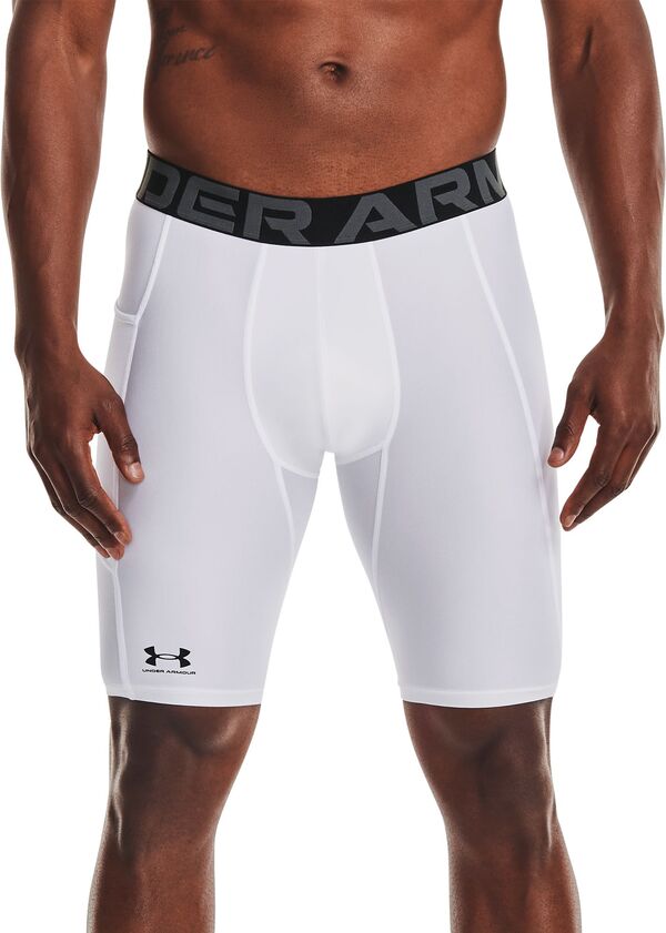 アンダーアーマー メンズ ボトムス ハーフパンツ・ショーツ ショートパンツ Under Armour Men's HeatGear Long Compression 9" Shorts White/Black ホワイト｜ReVida 店