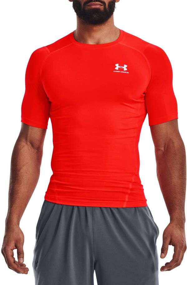 アンダーアーマー メンズ トップス シャツ Under Armour Men's HeatGear Compression T-Shirt Bolt Red/White ホワイト