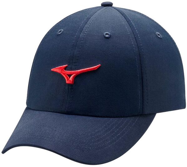 ミズノ メンズ アクセサリー 帽子 Mizuno Men's Tour Lightweight Golf Hat Navy/Red ネイビー｜ReVida 店