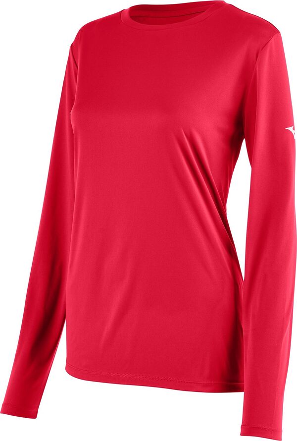 ミズノ レディース トップス シャツ Mizuno Women's NXT Long Sleeve Shirt Red レッド｜ReVida 店