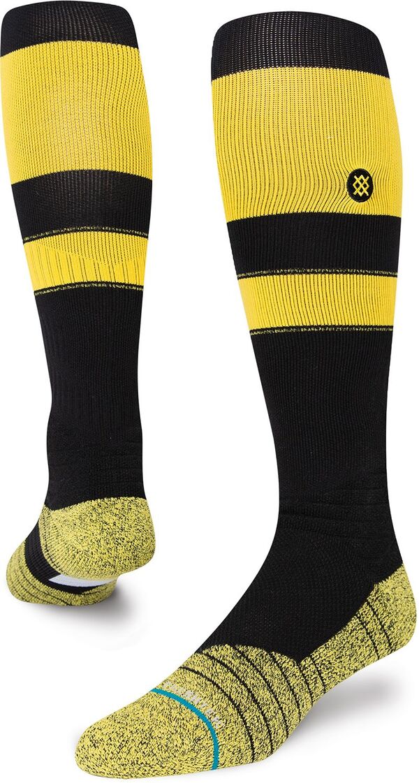 立場 レディース アンダーお召しもの ソックス Stance Adult Stripe On-Field Baseball Socks Black/Yellow 黒いこと