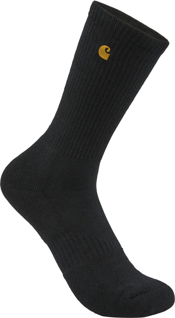 カーハート レディース アンダーウェア 靴下 ロゴ Carhartt Men'solid Logo Crew Socks - 2 Pack Black ブラック