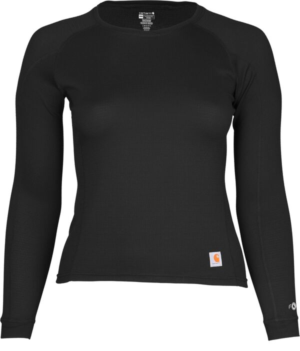 カーハート レディース アクセサリー 帽子 クルーネック Carhartt Women's Force Midweight Waffle Base Layer Crewneck Top Black ブラック