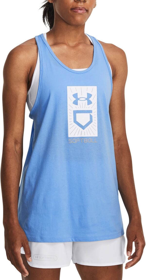 アンダーアーマー レディース トップス タンクトップ Under Armour Women'softball Home Plate Tank Top Carolina/White ホワイト