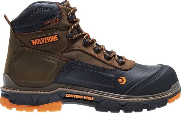 ウルヴァリン メンズ シューズ ブーツ・レインブーツ Wolverine Men\u0027s Overpass CarbonMAX 6\u0027\u0027 Waterproof Composite Toe Work Boots Brown 赤銅色