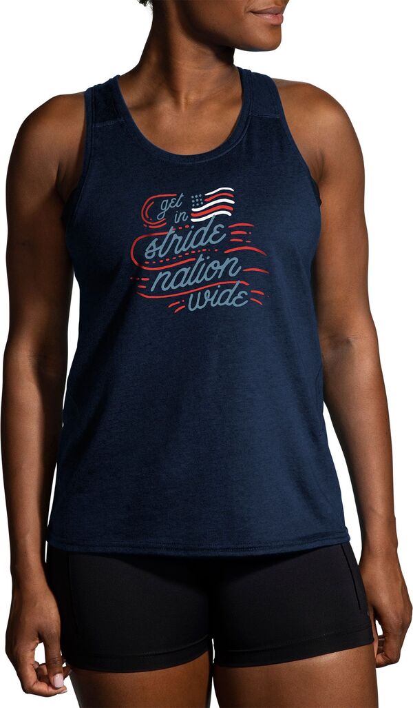 ブルックス レディース トップス タンクトップ Brooks Women's Distance Run USA Tank Navy ネイビー 9,105円