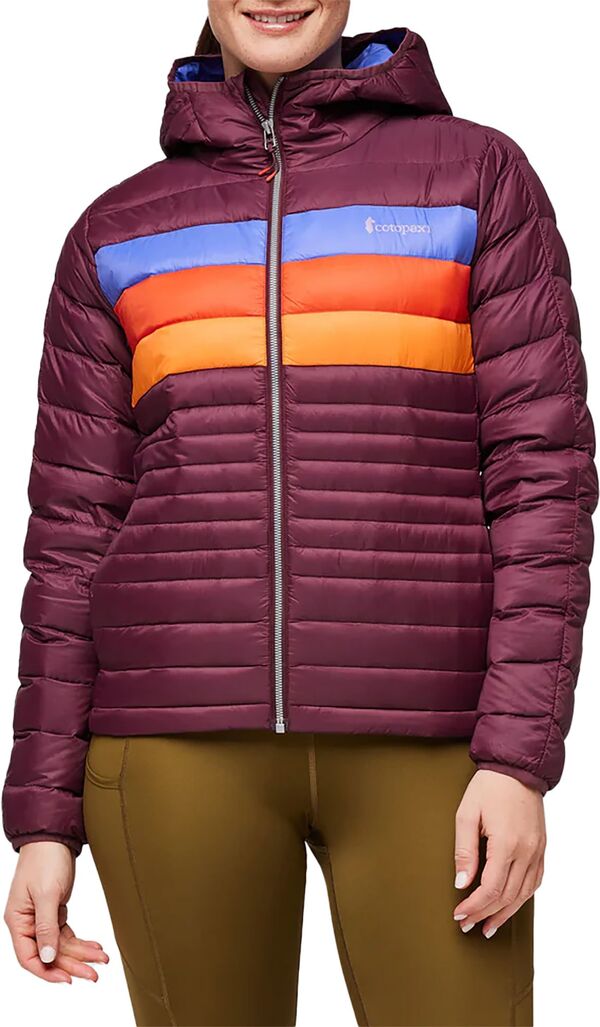 コートパクシー レディース アウター ジャケット・ブルゾン フーデッドジャケット ダウン Cotopaxi Women's Fuego Down Hooded Jacket Wine Stripes ワイン｜ReVida 店