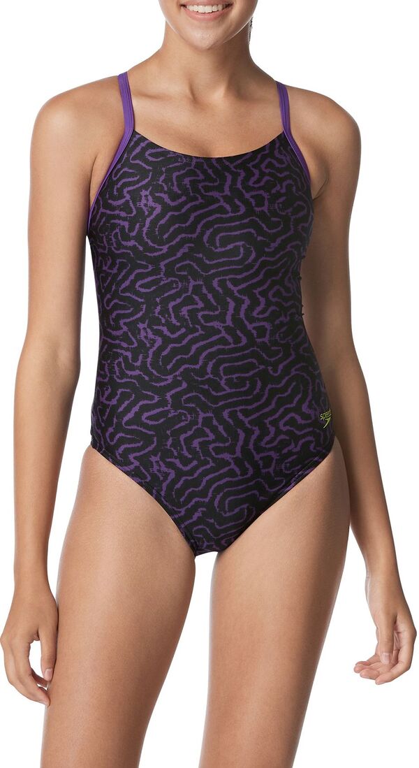 素早さ レディース 水泳着 上下仕かける Speedo Women\u0027s Race Maze Flyback One-Piece Swimsuit Speedo Purple パープル 水着-レディースファッション