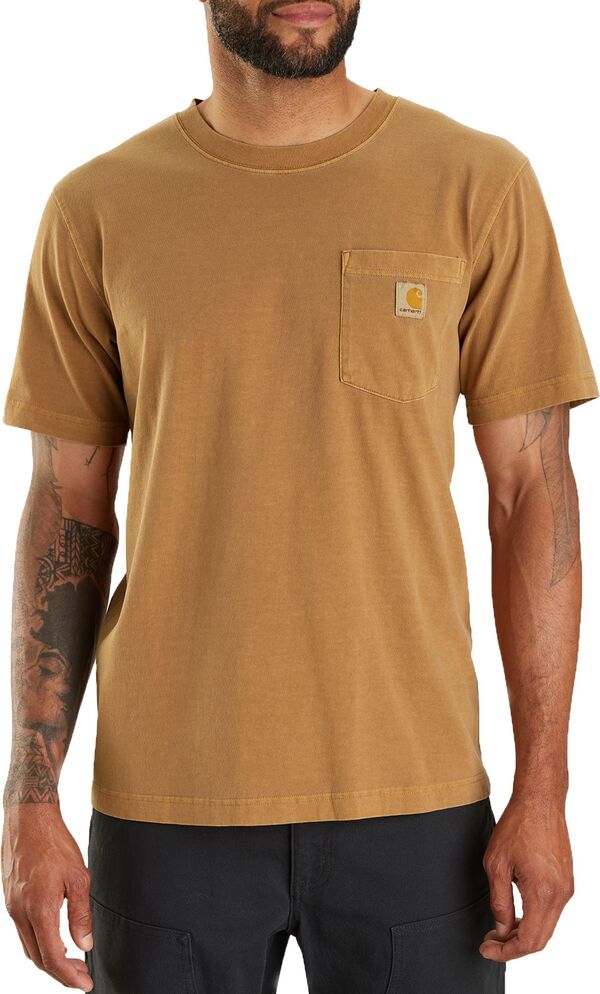 カーハート メンズ トップス Tシャツ Carhartt Men Garment Dye Short Sleeve T-Shirt Carhartt Brown ブラウン