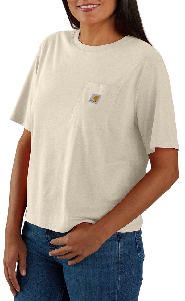 カーハート レディース トップス シャツ Carhartt Women's Boxy Fit Short Sleeve Tee Oat Milk Heather ヘザー