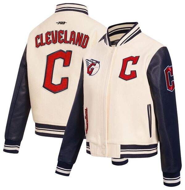 プロスタンダード レディース アウター ジャケット・ブルゾン Pro Standard Women's Cleveland Guardians Retro Varsity Jacket Cream クリーム｜ReVida 店
