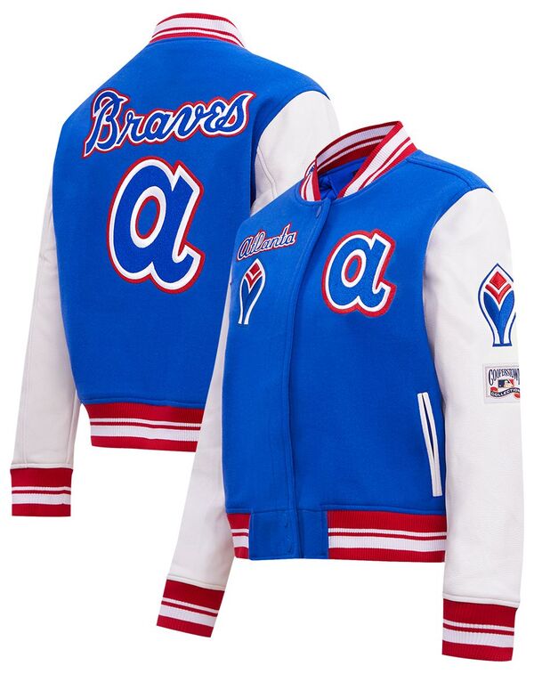 プロスタンダード レディース アウター ジャケット・ブルゾン Pro Standard Women's Atlanta Braves Retro Varsity Jacket Royal|ReVida 店