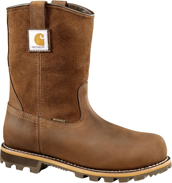 鉄道車両ハート形 メンズ シューズ ブーツ・レインブーツ Carhartt Men\u0027s Traditional 10\u0027\u0027 Pull On Waterproof Carbonano Toe Work Boots Bison Brown Oil Tanned 赤銅色