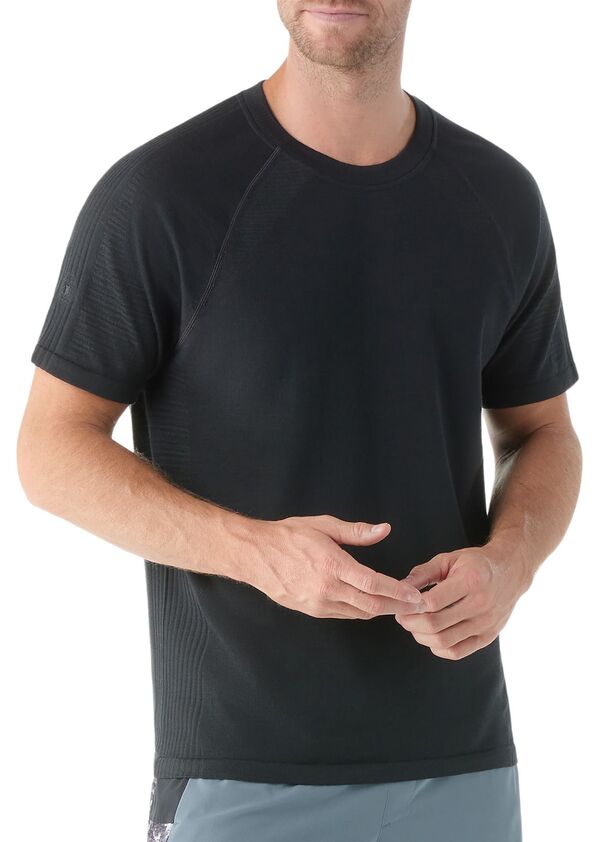 スマートウール メンズ トップス Tシャツ ニット SmartWool Men's Intraknit Active Seamlesshort Sleeve T-Shirt Black/Charcoal ブラック｜ReVida 店
