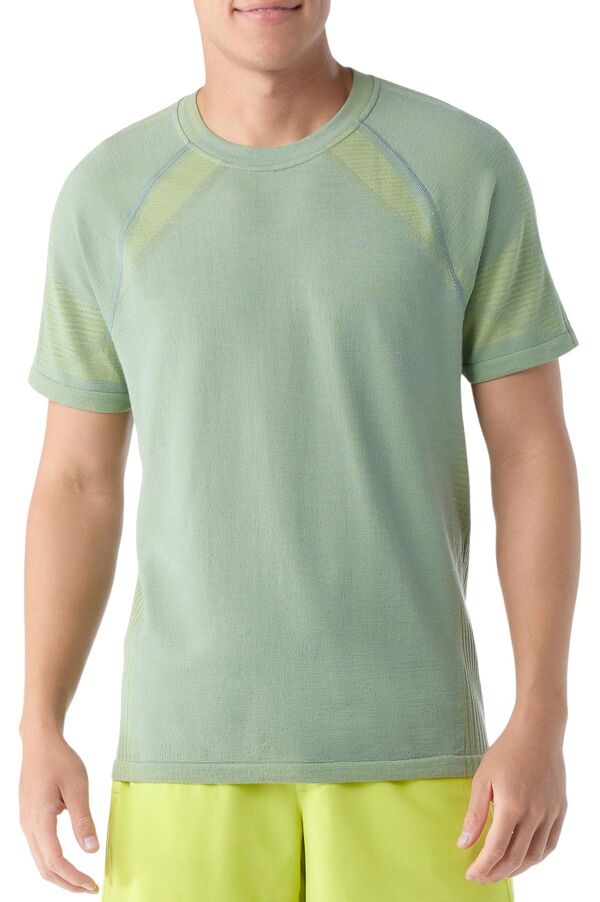 スマートウール メンズ トップス Tシャツ ニット SmartWool Men's Intraknit Active Seamlesshort Sleeve T-Shirt Lead/Limeade｜ReVida 店