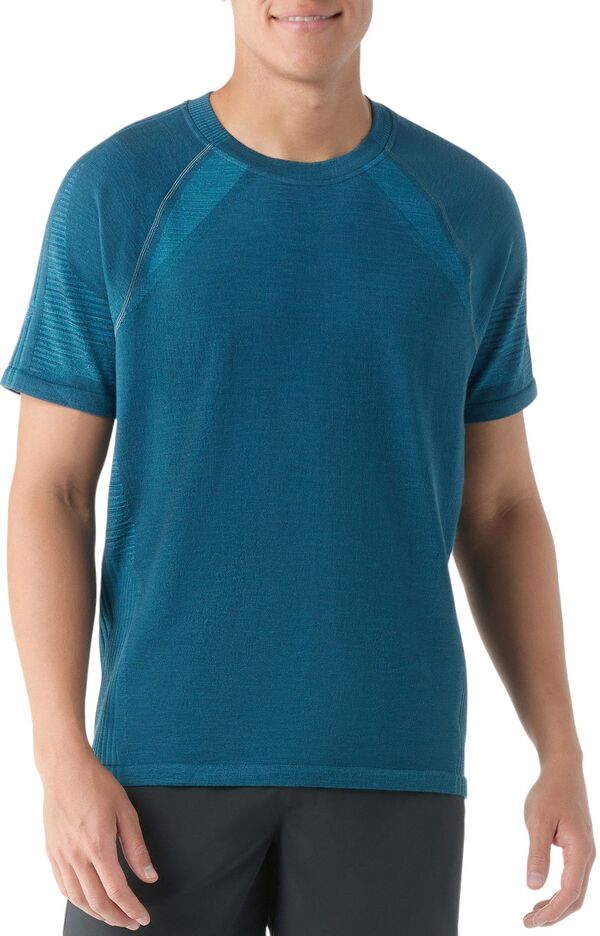 スマートウール メンズ トップス Tシャツ ニット SmartWool Men's Intraknit Active Seamlesshort Sleeve T-Shirtwilight Blue/Pool Blue ブルー｜ReVida 店