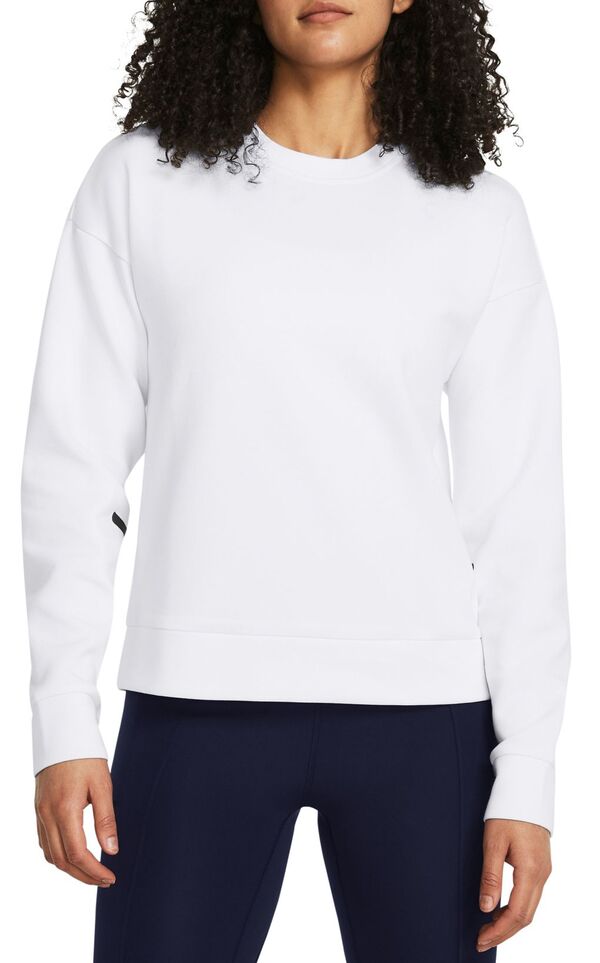 アンダーアーマー レディース アウター パーカー・スウェット フリース Under Armour Women's Unstoppable Fleece Crewhite/Black ホワイト｜ReVida 店