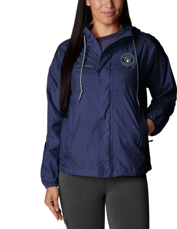 コロンビア レディース アウター ジャケット・ブルゾン Columbia Women's Milwaukee Brewers Flash Challenger Windbreaker Jacket Navy ネイビー|ReVida 店