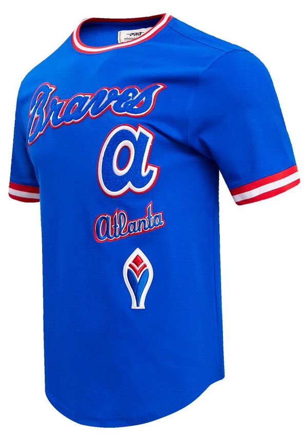 プロスタンダード メンズ トップス Tシャツ ニット Pro Standard Men's Atlanta Braves Royal Retro Double Knit-Shirt Royal｜ReVida 店