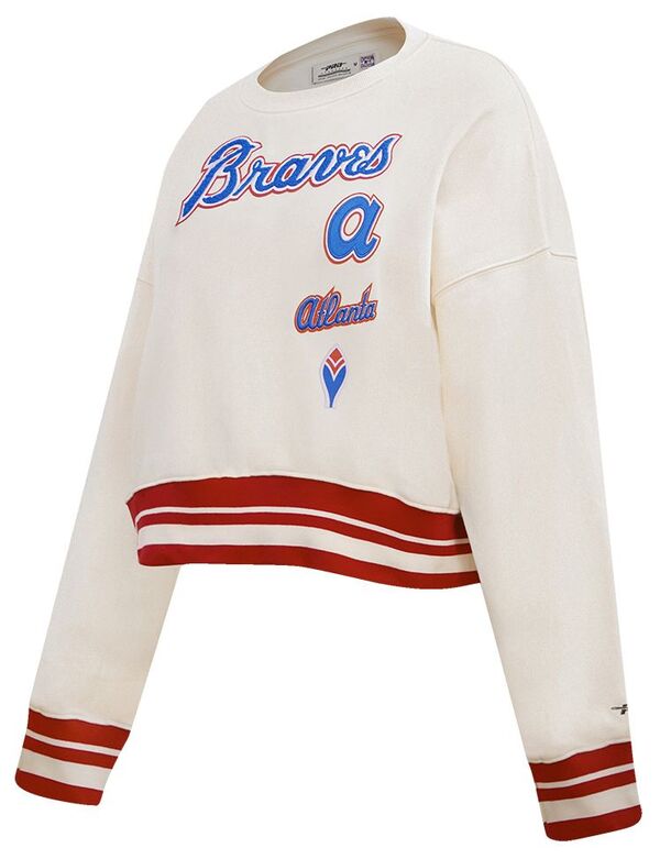 プロスタンダード レディース アウター パーカー・スウェット クルーネック シャツ フリース Pro Standard Women's Atlanta Braves Retro Fleece Crew Neck Sweatshirt Cream クリーム|ReVida 店
