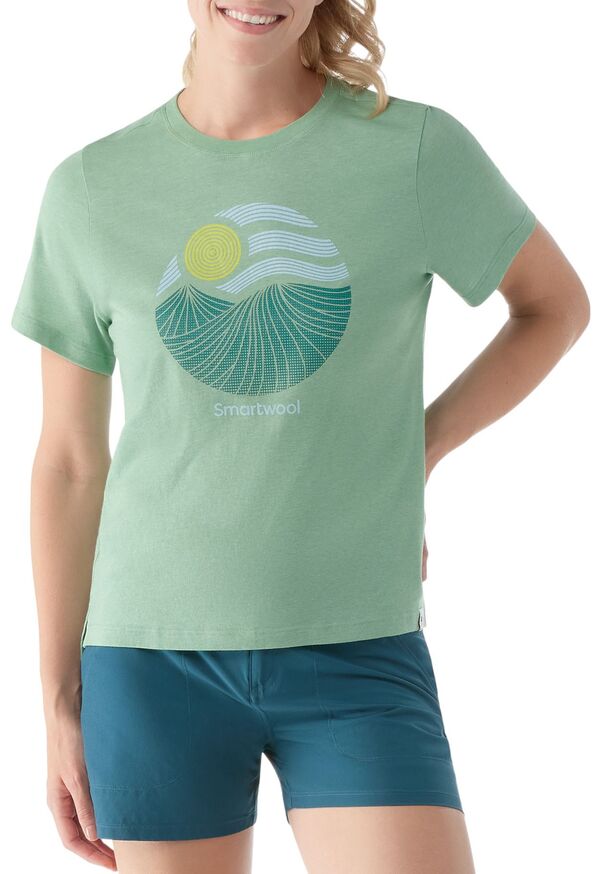 スマートウール レディース トップス Tシャツ グラフィック SmartWool Women's Horizon View Short Sleeve Graphic T-Shirt Honey Dew｜ReVida 店 16,635円
