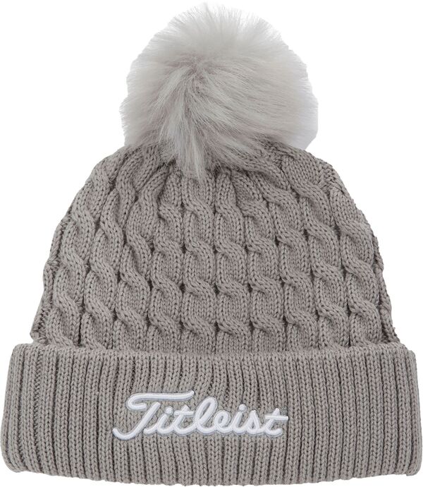 タイトリスト レディース アクセサリー 帽子 ニット Titleist Women's Cable Knit Pom Golf Hat Light Gray/White ホワイト｜ReVida 店