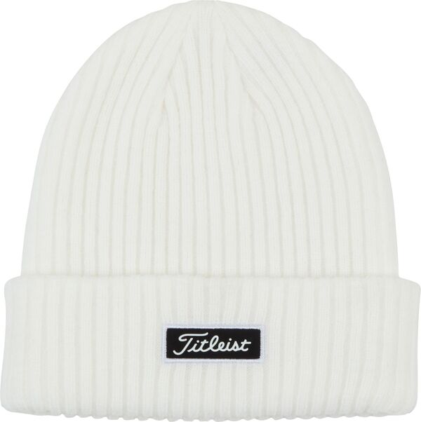 タイトリスト メンズ アクセサリー 帽子 ニット Titleist Men Charleston Cuff Knit Golf Beanie White/Black ホワイト