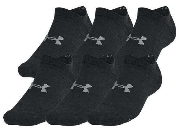 アンダーアーマー レディース アンダーお召しもの ソックス Under Armour Men\u0027s UA Essential Cushion Socks - 6 Pack Black/Black/Castlerock 黒いこと
