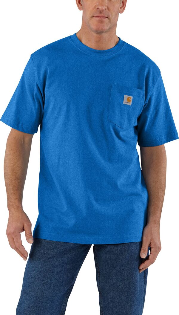 カーハート メンズ トップス Tシャツ Carhartt Men's K87 Pocket-Shirt Beacon Blue Heather ヘザー