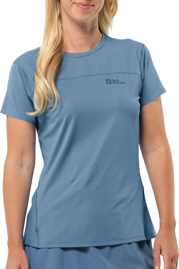 ジャックウルフスキン レディース トップス Tシャツ Jack Wolfskin Women's Prelight Pro T-Shirt Elemental Blue ブルー|ReVida 店