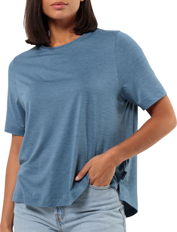 ジャックウルフスキン レディース トップス Tシャツ Jack Wolfskin Women Travel T-Shirt Elemental Blue ブルー