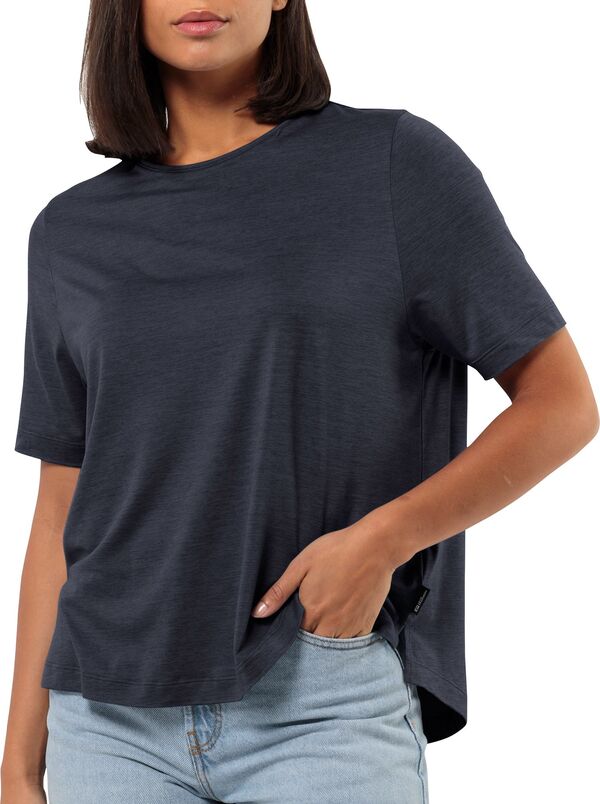 ジャックウルフスキン レディース トップス Tシャツ Jack Wolfskin Women Travel T-Shirt Night Blue ブルー