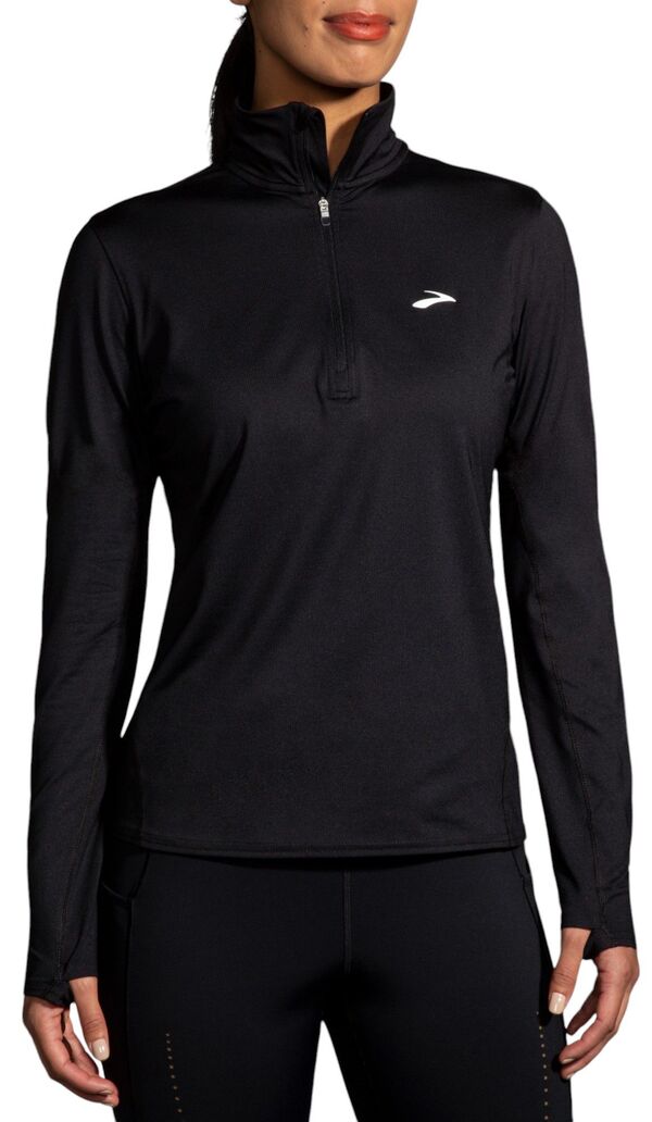 ブルックス レディース トップス シャツ Brooks Women's Dash 1/2 Zip 2.0 Top Black ブラック