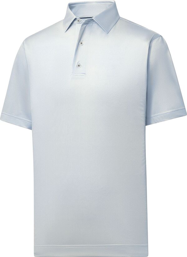 フットジョイ メンズ トップス ポロシャツ プリント FootJoy Men's Tonal Dot Print Lisle Golf Polo White ホワイト｜ReVida 店