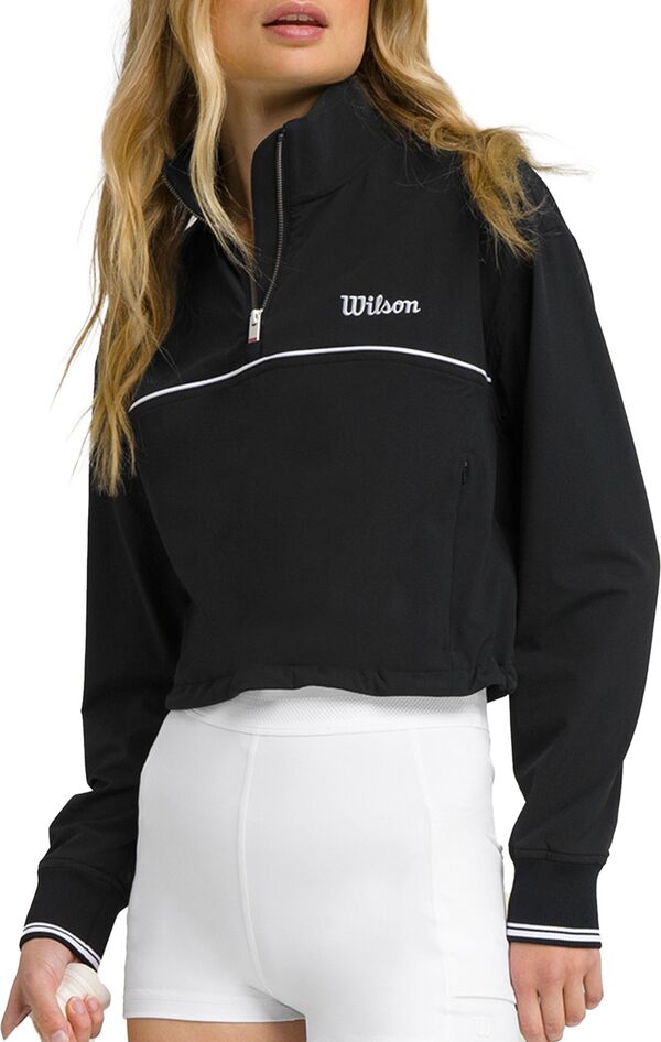 ウィルソン レディース アウター パーカー・スウェット Wilson Women's Davenport Woven 1/4 Zipop Over Black ブラック