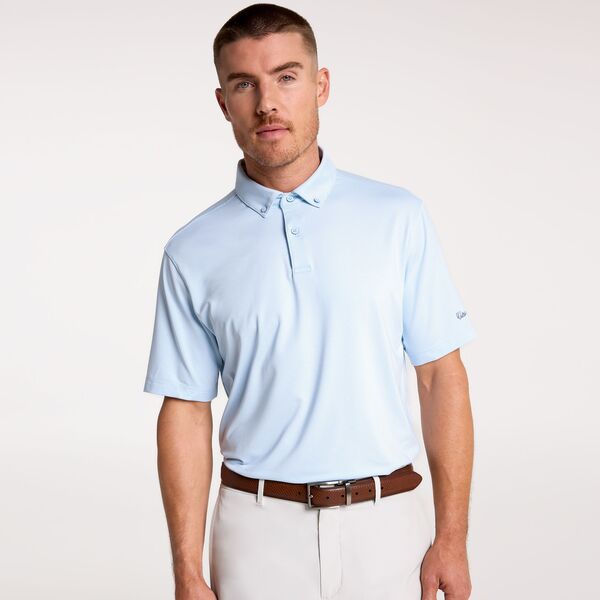 ウォルターヘーゲン メンズ トップス ポロシャツ Walter Hagen Men's Performance 11 Majors Championship Stripe Golf Polo Soft Blue/White ホワイト|ReVida 店