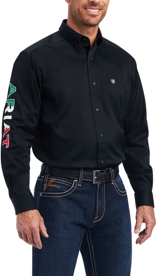 アリアト メンズ トップス シャツ ロゴ Ariat Men's Team Logo Twill Classic Fit Shirt Black Mexico ブラック
